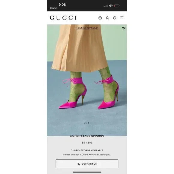 New GUCCI WOMEN'S HIGH HEEL PUMP In Fuchsia Satin retail $1050 - Picture 3 of 5
